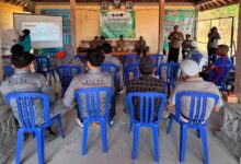 Kegiatan sosialisasi mitigasi tanah longsor Boyolali oleh UKM ATLAS Fakultas Geografi UMS di Desa Ngaglik.