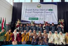 Foto bersama jajaran pimpinan dan peserta Rakerda serta Rapimda Muhammadiyah Temanggung 2026.