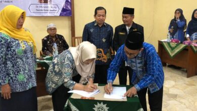 Penandatanganan nota kesepahaman MoU antara SD Muhammadiyah Jepara dan Rumah Kearifan untuk program branding sekolah digital.