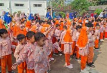 anak KB-BA Al Muawwanah Magelang antusias mengikuti senam bersama dalam rangka peringatan Milad ke-107 TK ABA.