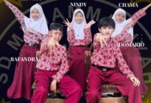 Lima siswa SD Muhammadiyah Ngadirejo yaitu Ken Ayu, Rafandra, Nindy, Domario, dan Chasia yang lolos semifinal KSNR 8