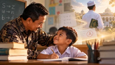 Guru mendampingi seorang anak belajar di kelas sebagai ilustrasi pentingnya melihat potensi anak di balik kesulitan belajar.