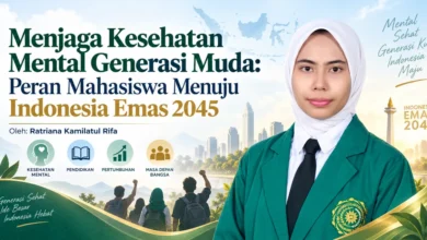 Ilustrasi kesehatan mental generasi muda dan peran mahasiswa menuju Indonesia Emas 2045 bersama Ratriana Kamilatul Rifa