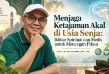 Ir. H. Zen Zainul HP. dalam ilustrasi artikel tentang menjaga ketajaman akal di usia senja dan mencegah pikun.