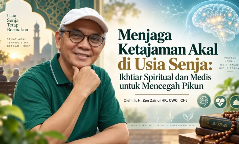 Ir. H. Zen Zainul HP. dalam ilustrasi artikel tentang menjaga ketajaman akal di usia senja dan mencegah pikun.