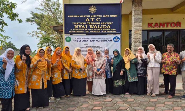 Foto bersama PWA Jawa Timur, LLHPB, LATIN, dan Eco Bhinneka Muhammadiyah di depan gedung ATC Pasuruan terkait Hutan Wakaf SITI KANAYA.