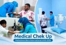 proses medical check up mahasiswa baru internasional UMS 2026 di RS UMS A.R. Fachrudin.