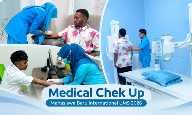proses medical check up mahasiswa baru internasional UMS 2026 di RS UMS A.R. Fachrudin.