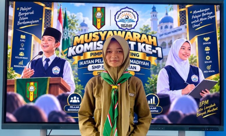 IPMawati Tasya Varisna Anggorowati Ketua IPM SMP Islam Pamotan terpilih saat Musykom Ke-1