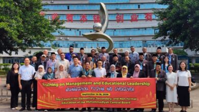 Foto bersama rombongan Kunjungan edukatif Majelis Dikdasmen dan PNF PP Muhammadiyah di Shunde Leung Kau Kui Vocational and Technical School China.