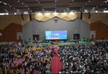 Ribuan jamaah memadati Edutorium UMS dalam acara Tabligh Akbar Milad ke-68 UMS