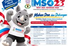 Poster sembilan murid sekolah dasar Muhammadiyah wakili Indonesia di IMSO-23 lengkap dengan daftar nama dan asal sekolah.