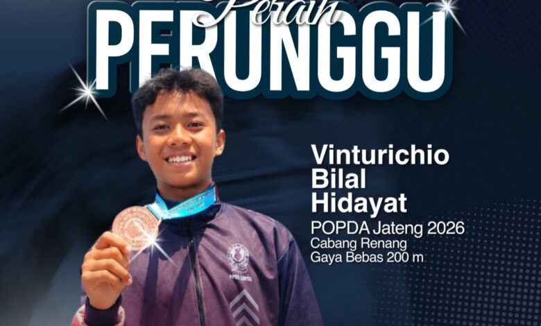 Vinturichio Bilal Hidayat, siswa SMP Muhammadiyah Program Khusus Temanggung, bangga memamerkan medali perunggunya dari ajang POPDA Jateng 2026.