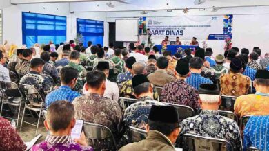 Suasana Rapat Dinas Majelis Dikdasmen PNF PDM Klaten yang dihadiri para kepala sekolah Muhammadiyah Klaten di Aula SMA Muhammadiyah 1 Klaten.