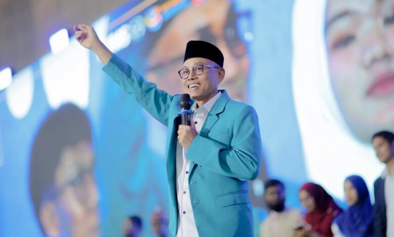 Rektor UMS Prof. Dr. Harun Joko Prayitno memberikan sambutan pada pembukaan Masta PMB UMS 2026 di Edutorium KH Ahmad Dahlan.