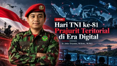 Ir. Joko Triyanto dalam ilustrasi opini Hari TNI ke-81 tentang prajurit teritorial dan pertahanan siber di era digital.