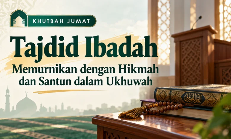 Khutbah Jumat tentang tajdid ibadah dengan hikmah dan santun dalam ukhuwah