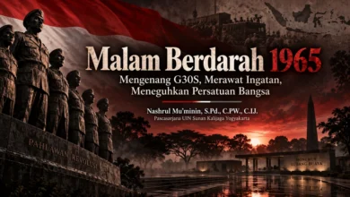 Feature image artikel Malam Berdarah 1965 tentang G30S, tragedi Lubang Buaya, Pahlawan Revolusi, dan persatuan bangsa.
