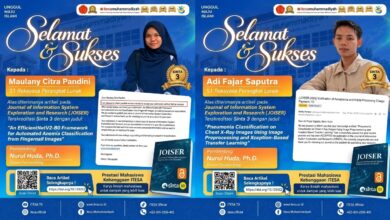 Poster ucapan selamat atas penerimaan artikel ilmiah mahasiswa S1 RPL ITESA Muhammadiyah Semarang, Maulany Citra Pandini dan Adi Fajar Saputra, di jurnal JOISER terakreditasi SINTA 3.