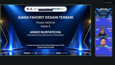 Pengumuman Annie Nurfaticha dari Universitas Muhammadiyah Purworejo sebagai Juara Favorit Desain Terbaik Poster Non AI Lomba Desain Poster PTMA 2026.