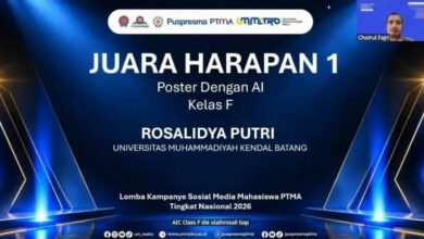 Rosalidya Putri dari Universitas Muhammadiyah Kendal Batang meraih Juara Harapan 1 Poster Dengan AI Kelas F Lomba Kampanye Sosial Media PTMA 2026.