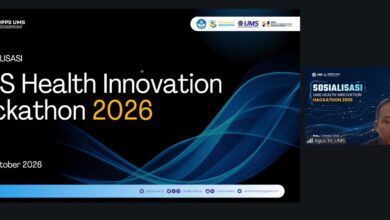 Sosialisasi UMS Health Innovation Hackathon 2026 secara daring menghadirkan narasumber Agus Triyono.