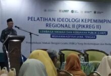 Koordinator LHKP PWM Jawa Tengah Prof. Zakiyuddin menyampaikan sambutan pada Pelatihan Ideologi Kepemimpinan pengelolaan Makan Bergizi Gratis di Semarang.