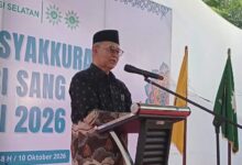 Prof Dr H Ambo Asse M Ag memberikan sambutan dalam acara apresiasi kontingen Sulawesi Selatan pada Kemah Santri Muhammadiyah Nasional II.