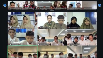 Tangkapan layar Zoom pertukaran pelajar siswa SMP UMP Purwokerto dengan siswa Nishinooka Junior High School Jepang.