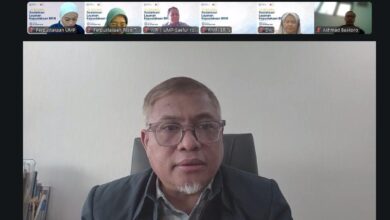 Webinar sosialisasi layanan kepustakaan BRIN yang diikuti oleh sivitas akademika UMP secara daring melalui Zoom Meeting.
