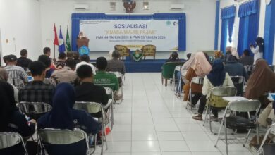 Peserta mengikuti Sosialisasi Kuasa Wajib Pajak PMK 44 dan PMK 55 Tahun 2026 di Aula STIE Muhammadiyah Cilacap.