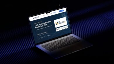Tampilan situs resmi UMS Health Innovation Hackathon 2026 di layar laptop
