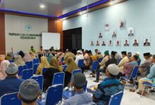 Peserta menghadiri Kajian Ideopolitor pembahasan PHIWM Muhammadiyah di Gedung Dakwah PCM Kebakkramat.