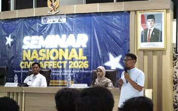 Suasana Seminar Nasional Civil Affect 2026 yang membahas inovasi Teknik Sipil UMS berbasis teknologi digital untuk infrastruktur tahan bencana.