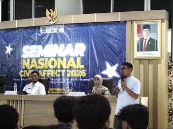 Suasana Seminar Nasional Civil Affect 2026 yang membahas inovasi Teknik Sipil UMS berbasis teknologi digital untuk infrastruktur tahan bencana.
